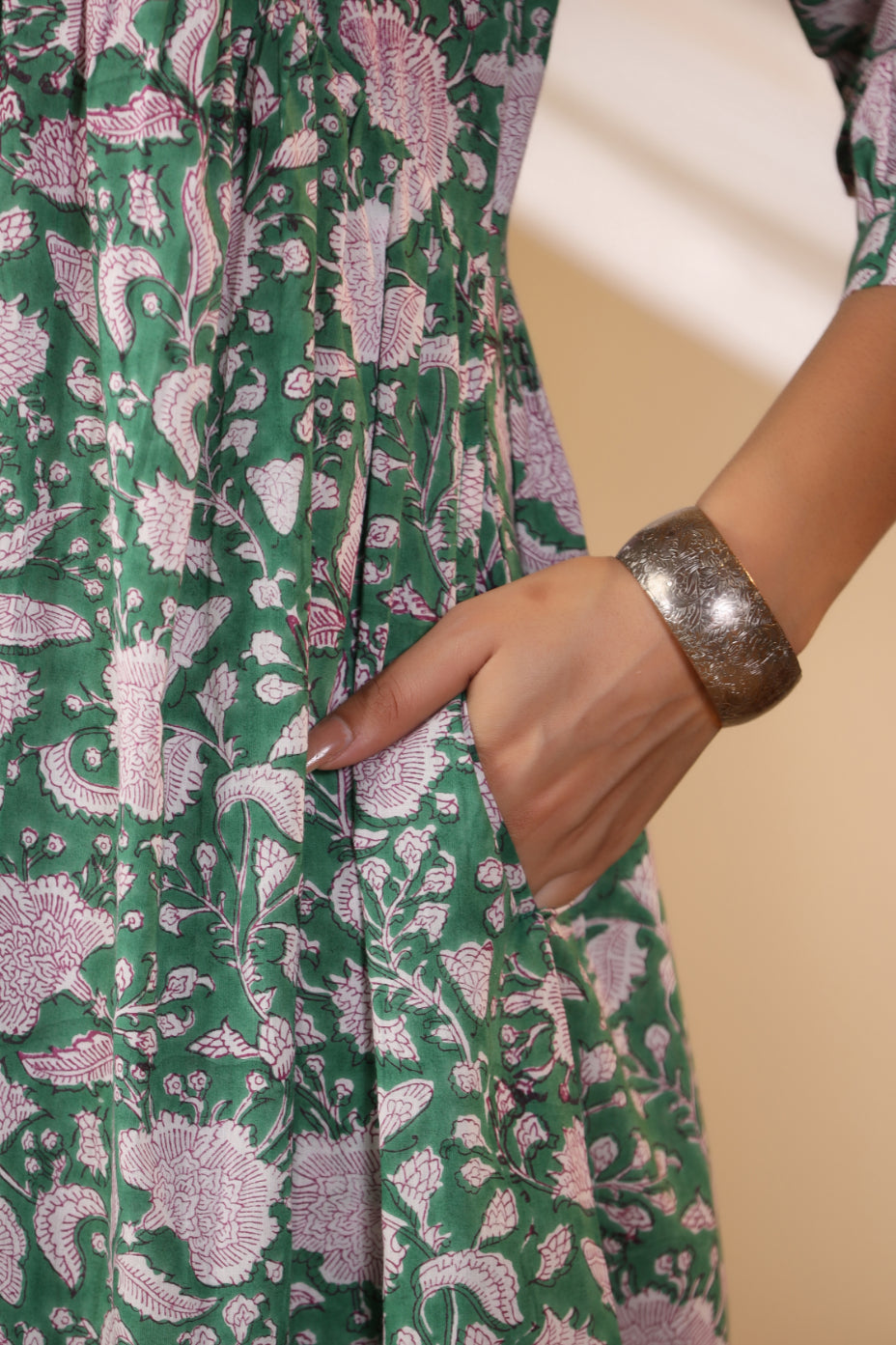 Forest Green Button Down Tier Dress