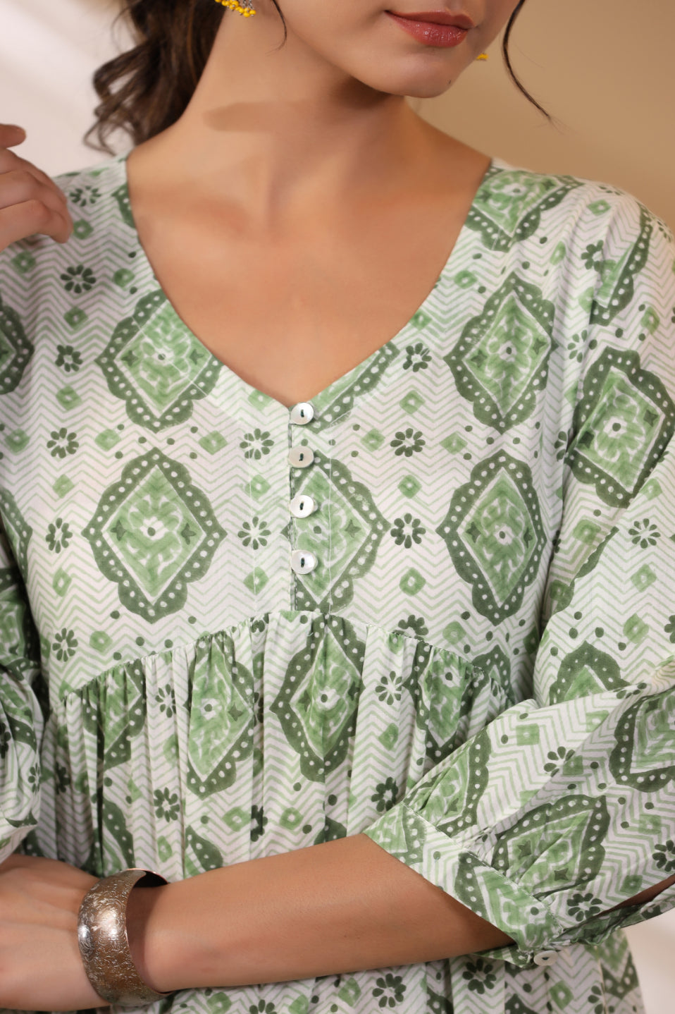 Grass Green Button Down Tier Dress