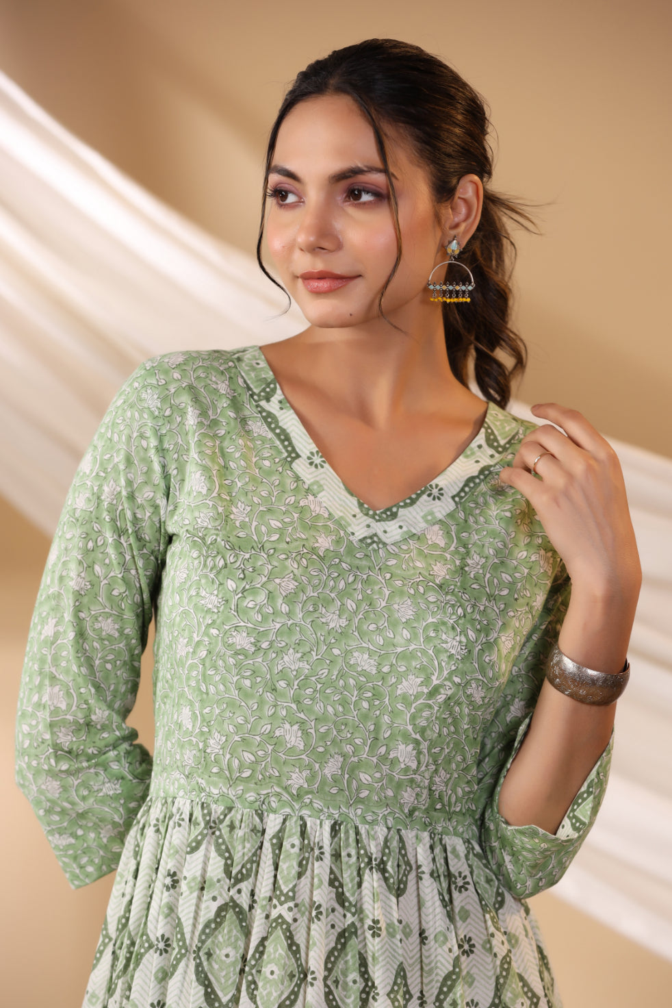 Grass Green Long Tier Dress
