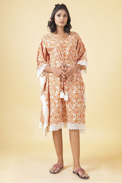 Clay Orange Baatik Kaftan