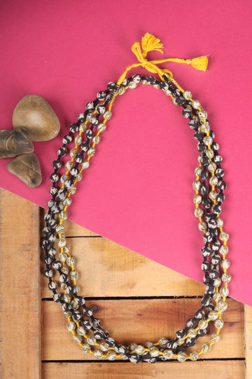 Black With Bumblebee Yellow Beaded Maala