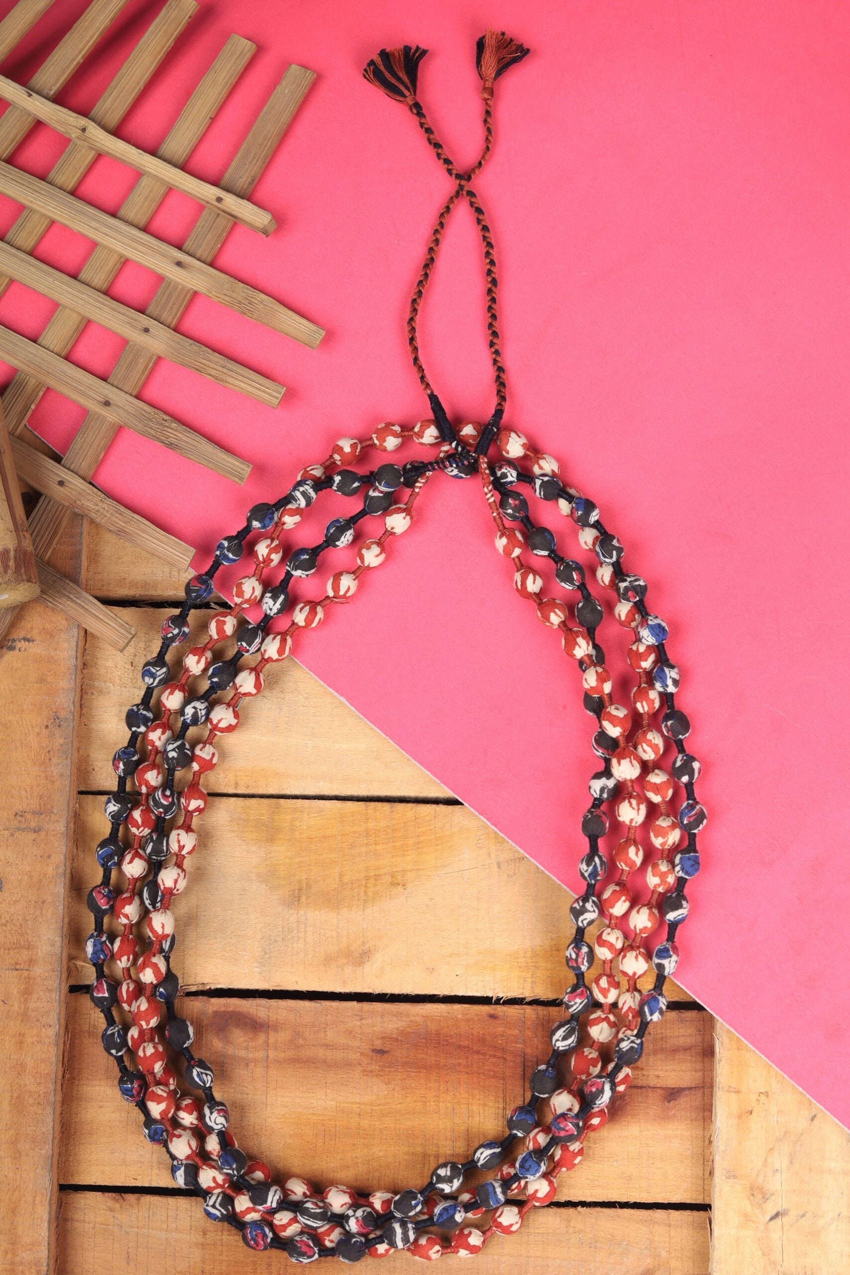 Black With Lapis Blue Beaded Maala