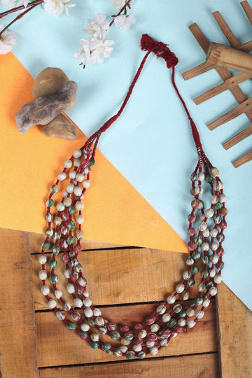 Ivory With Green Beaded Maala