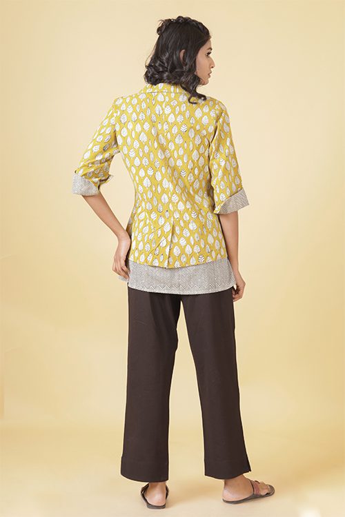 Mustard and black double layered short top