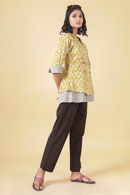 Mustard and black double layered short top