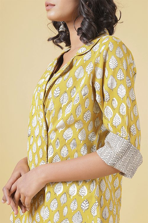 Mustard and black double layered short top