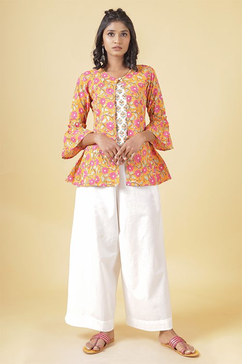 Orange And Pink Short Double Layered Top