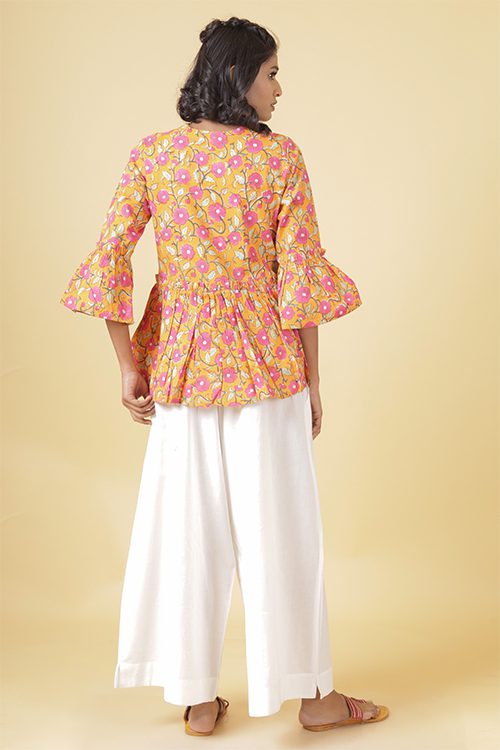 Orange And Pink Short Double Layered Top