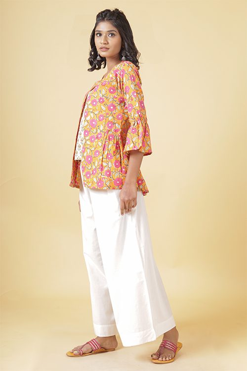 Orange And Pink Short Double Layered Top