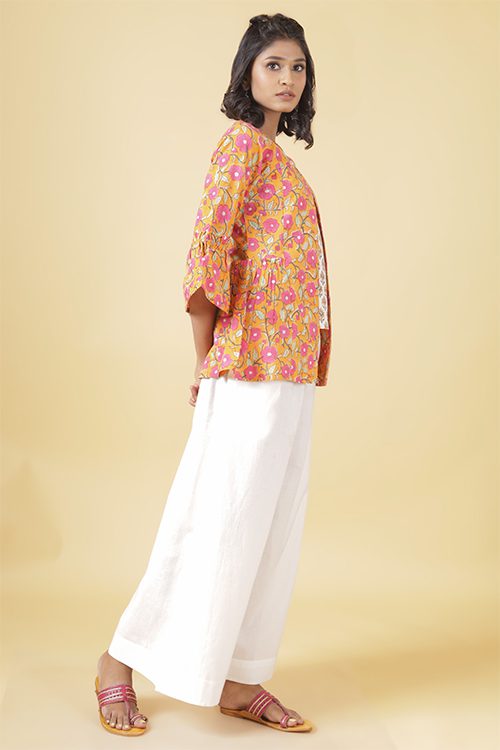 Orange And Pink Short Double Layered Top