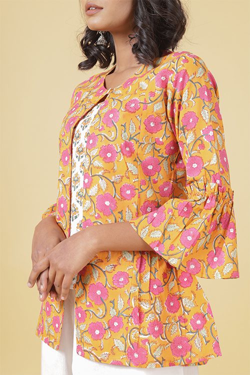 Orange And Pink Short Double Layered Top
