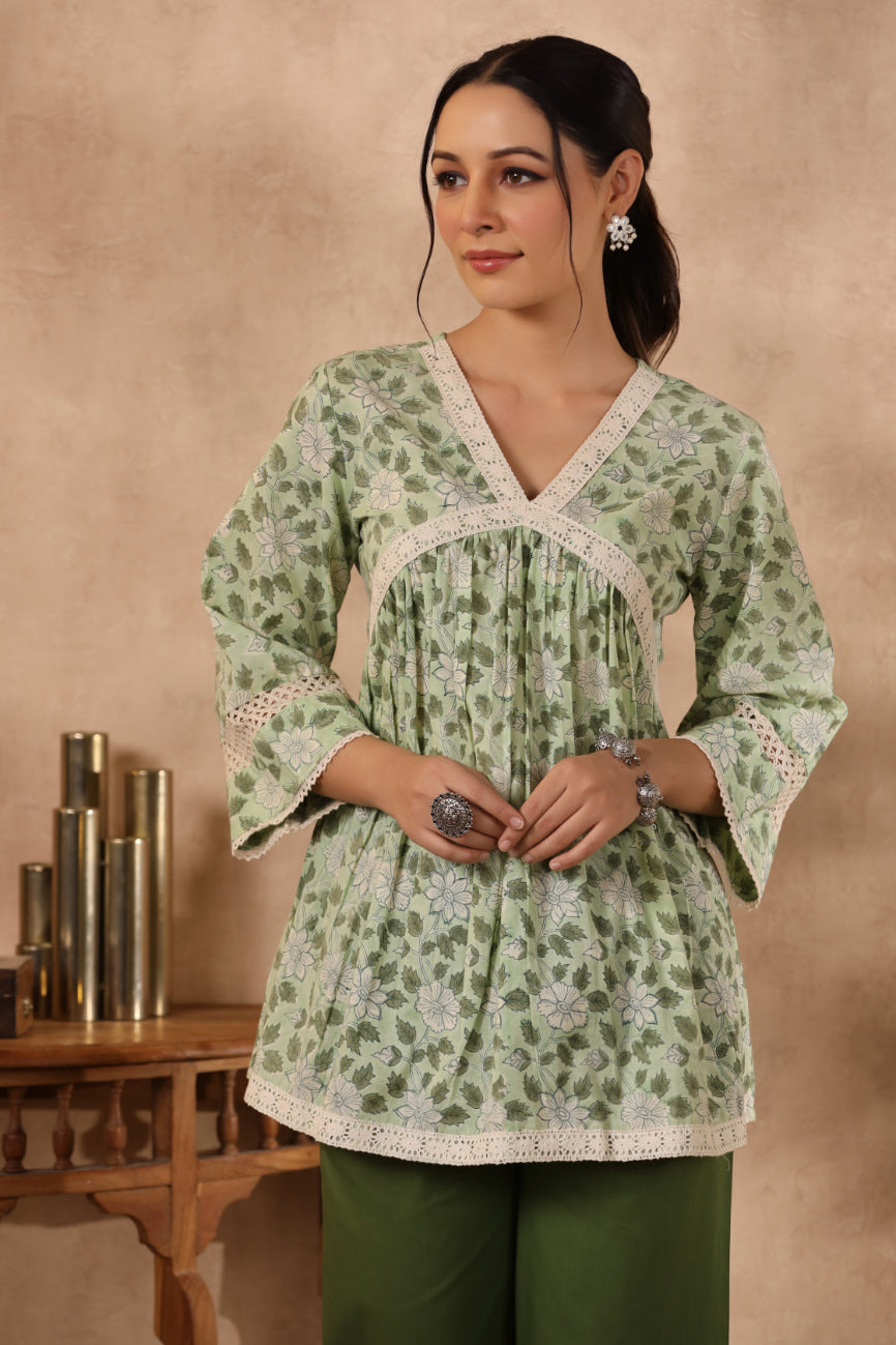 Shuddhi green color top