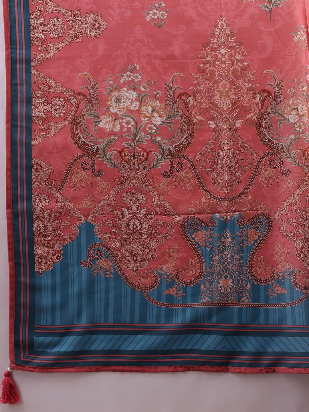 Label Khoj Women's Gajari Silk Blend Handwork Kurta with Pant and Gajari Dupatta