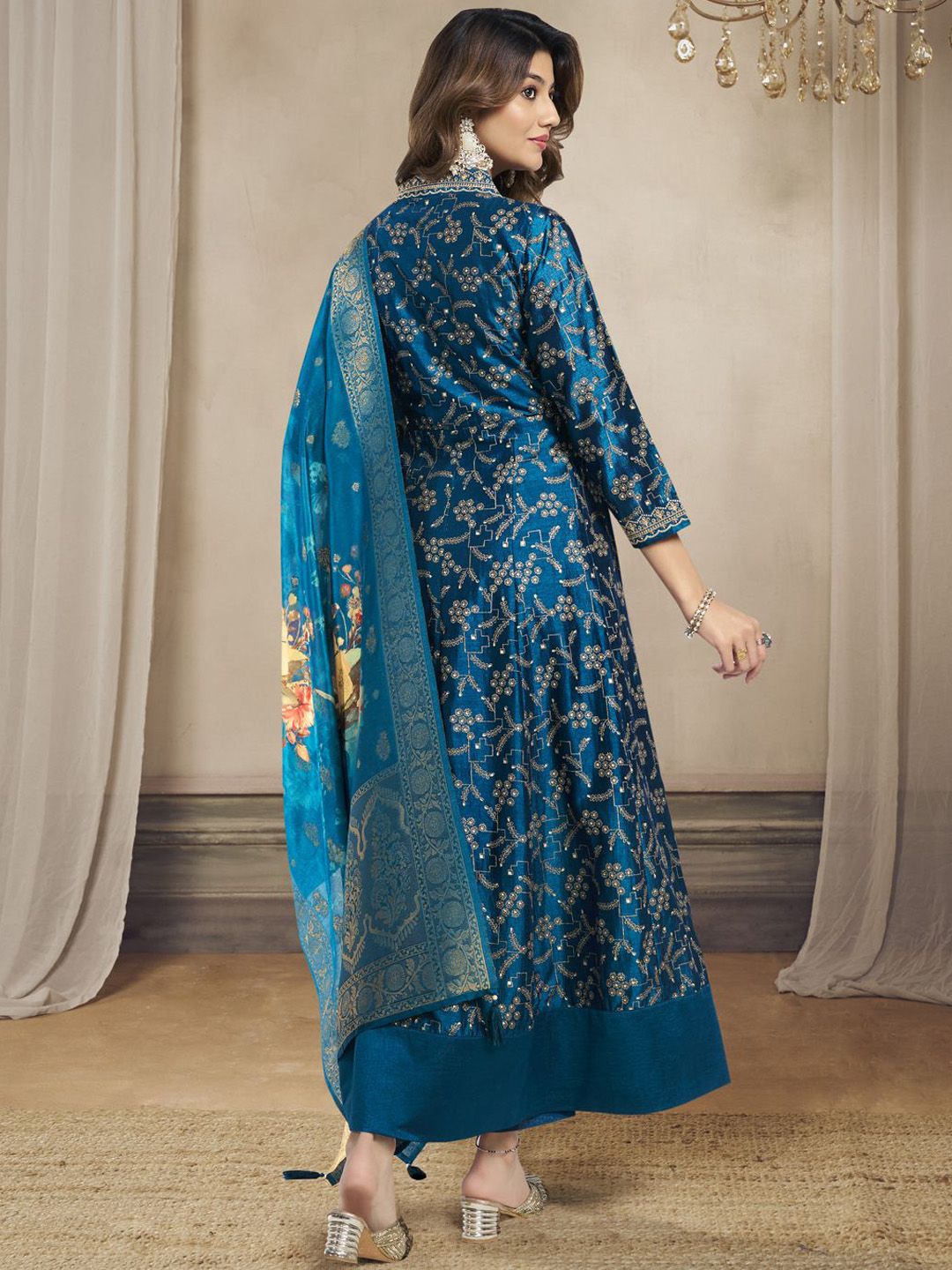 Label khoj Beautiful Anarkali kurta With Pant and Dupatta Set