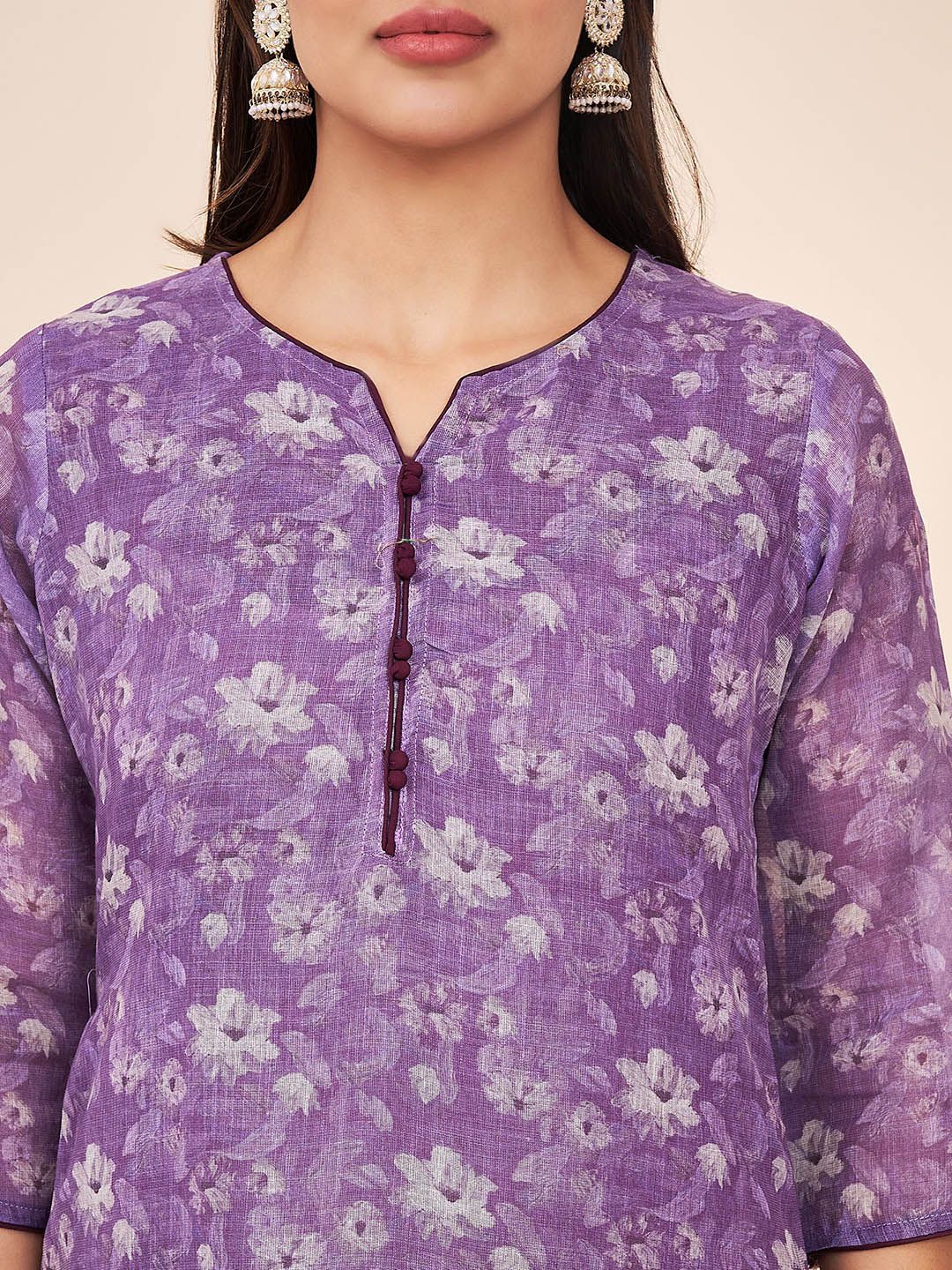 Label Khoj Women Linen Printed Kurta