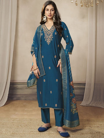 Label khoj women silk blend printed  kurta set