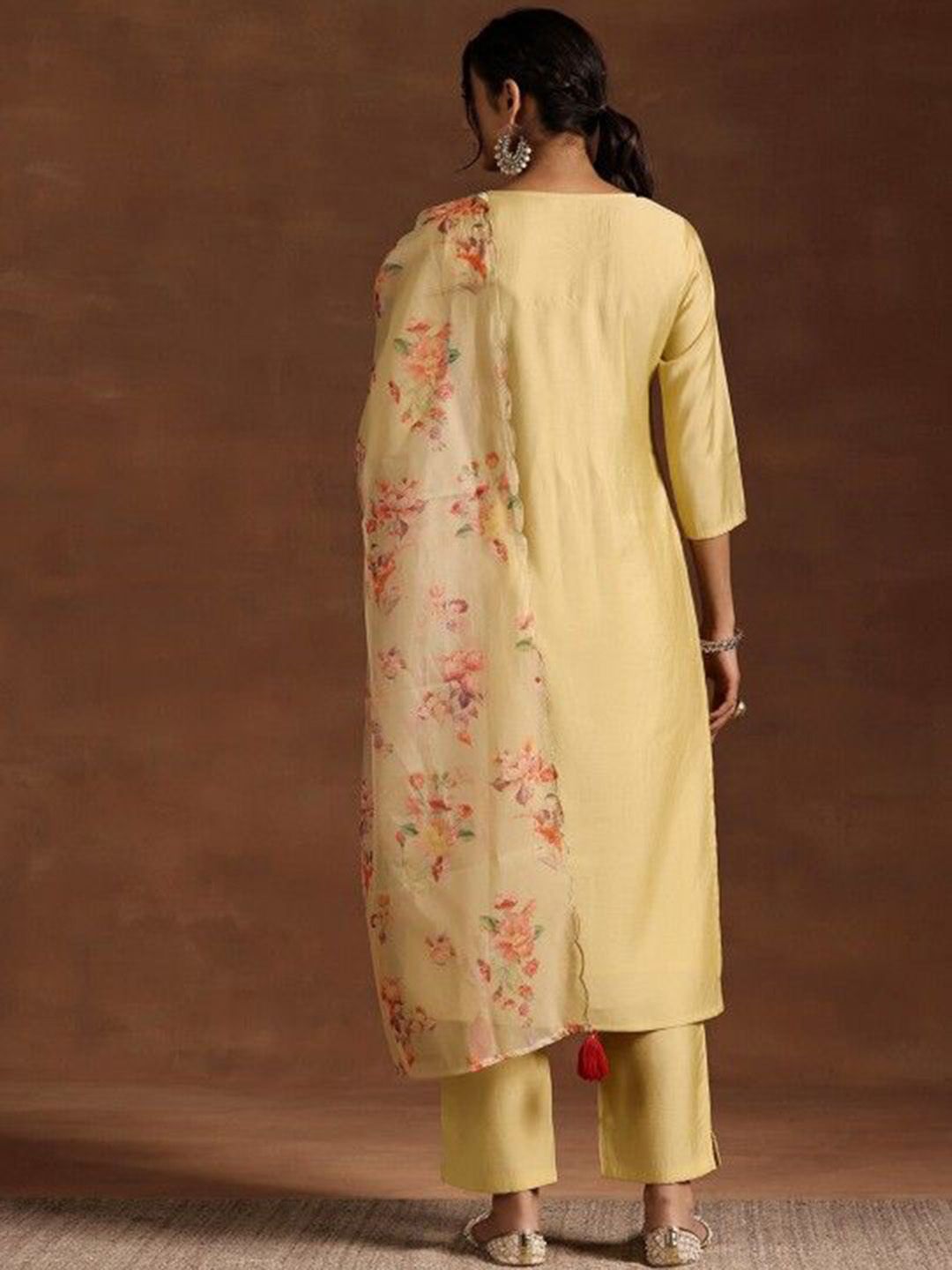 Label khoj Women roman silk Kurta With Trousers & Dupatta
