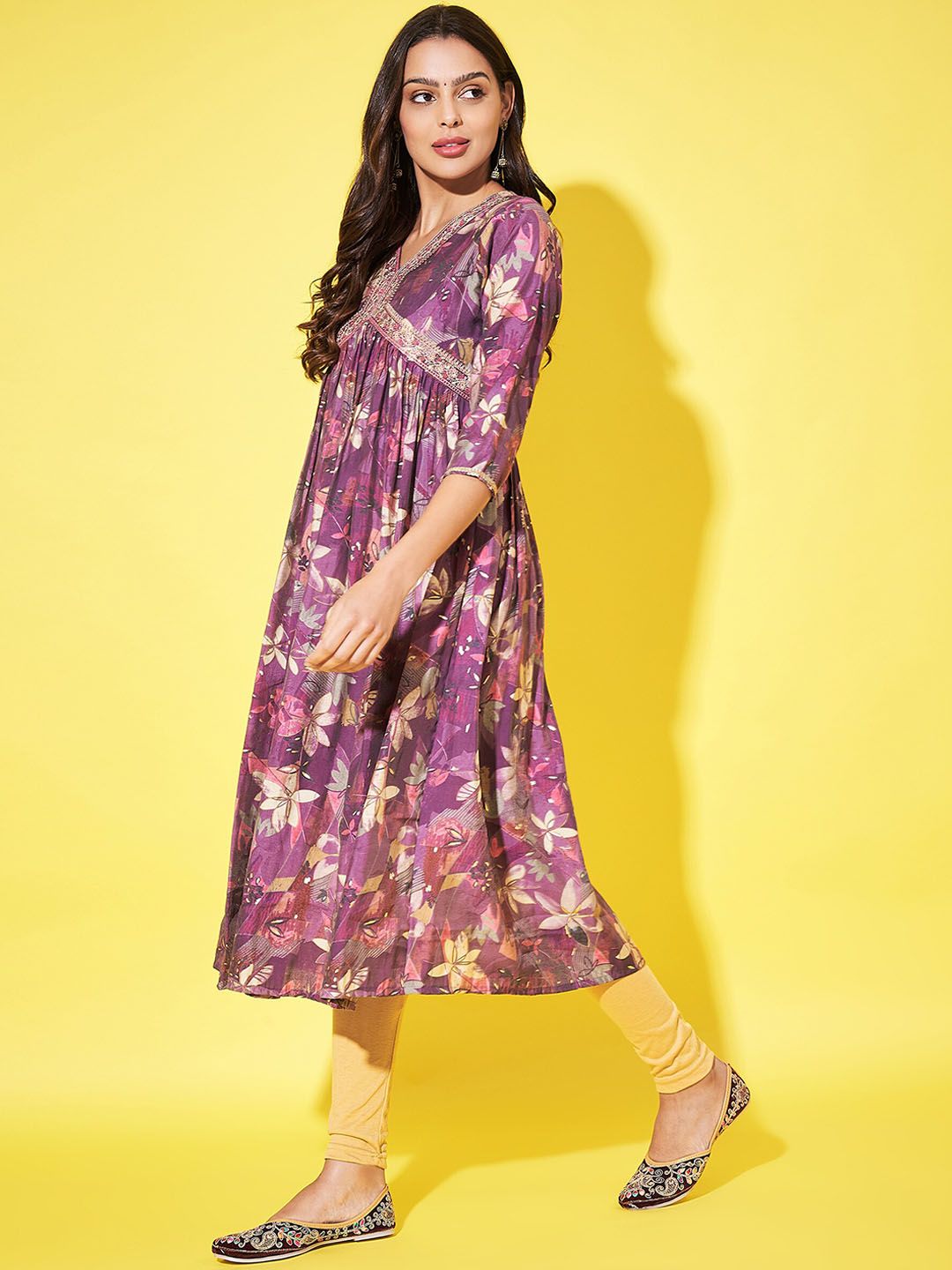 Label Khoj Women Silk Blend Alia Cut Kurta Dress