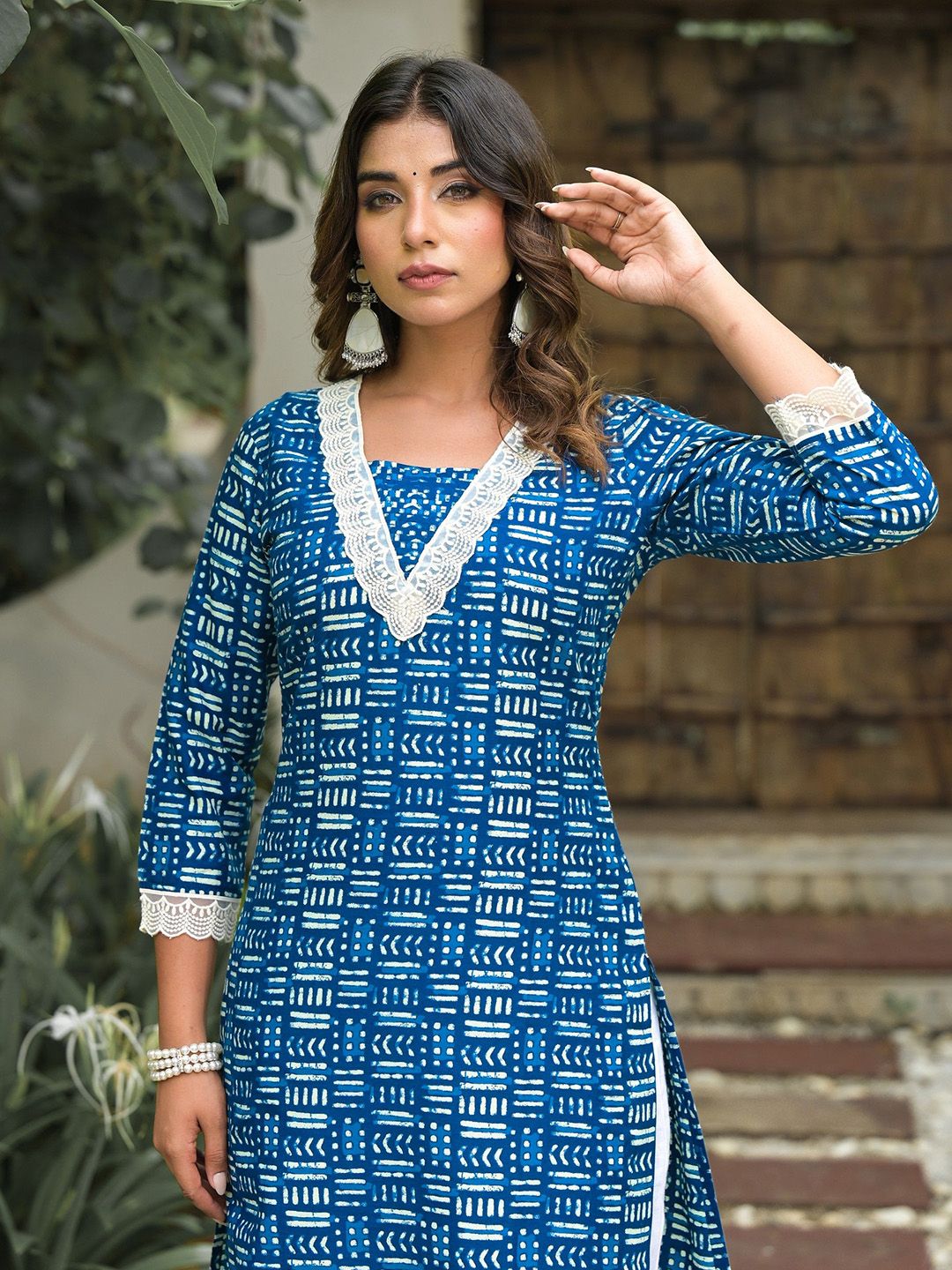 Label Khoj Women  Cotton  Embroidery Blue Color Kurta For Women