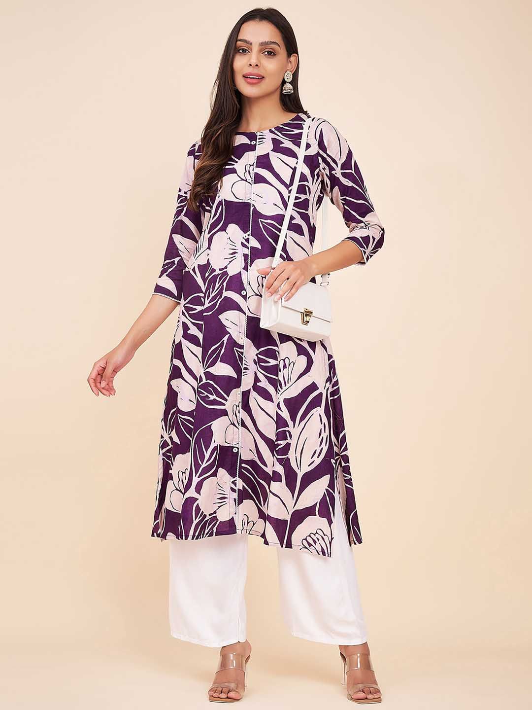 Label Khoj Women Cotton Yellow Floral Kurta