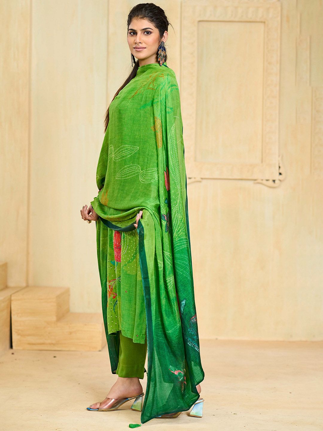 Label khoj Pure viscose Maslin with hand work kurta set