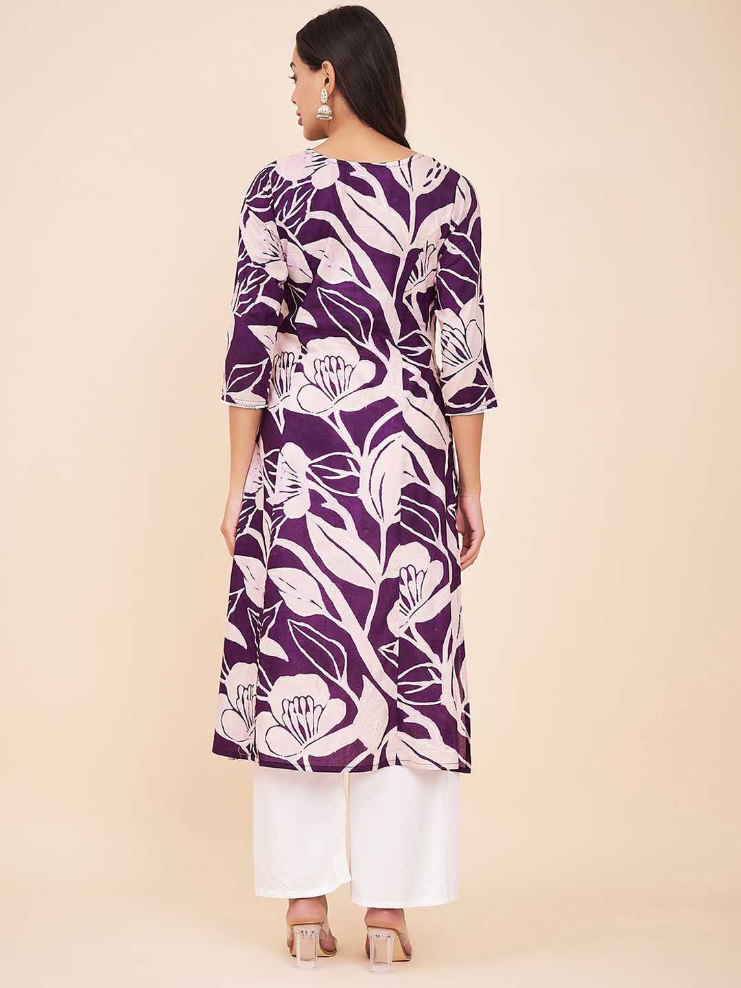 Label Khoj Women Cotton Yellow Floral Kurta