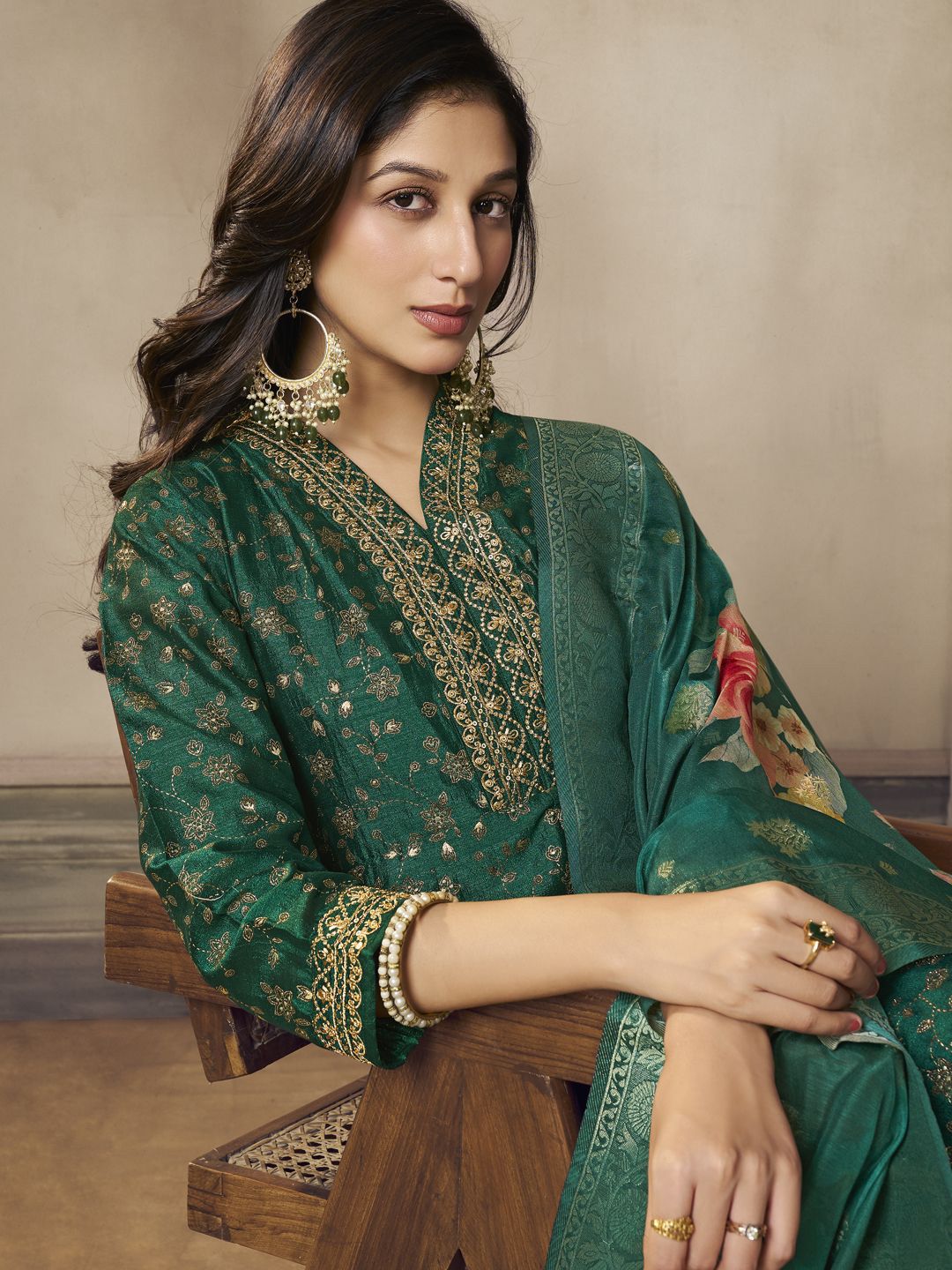 Label khoj Beautiful Anarkali kurta With Pant and Dupatta Set