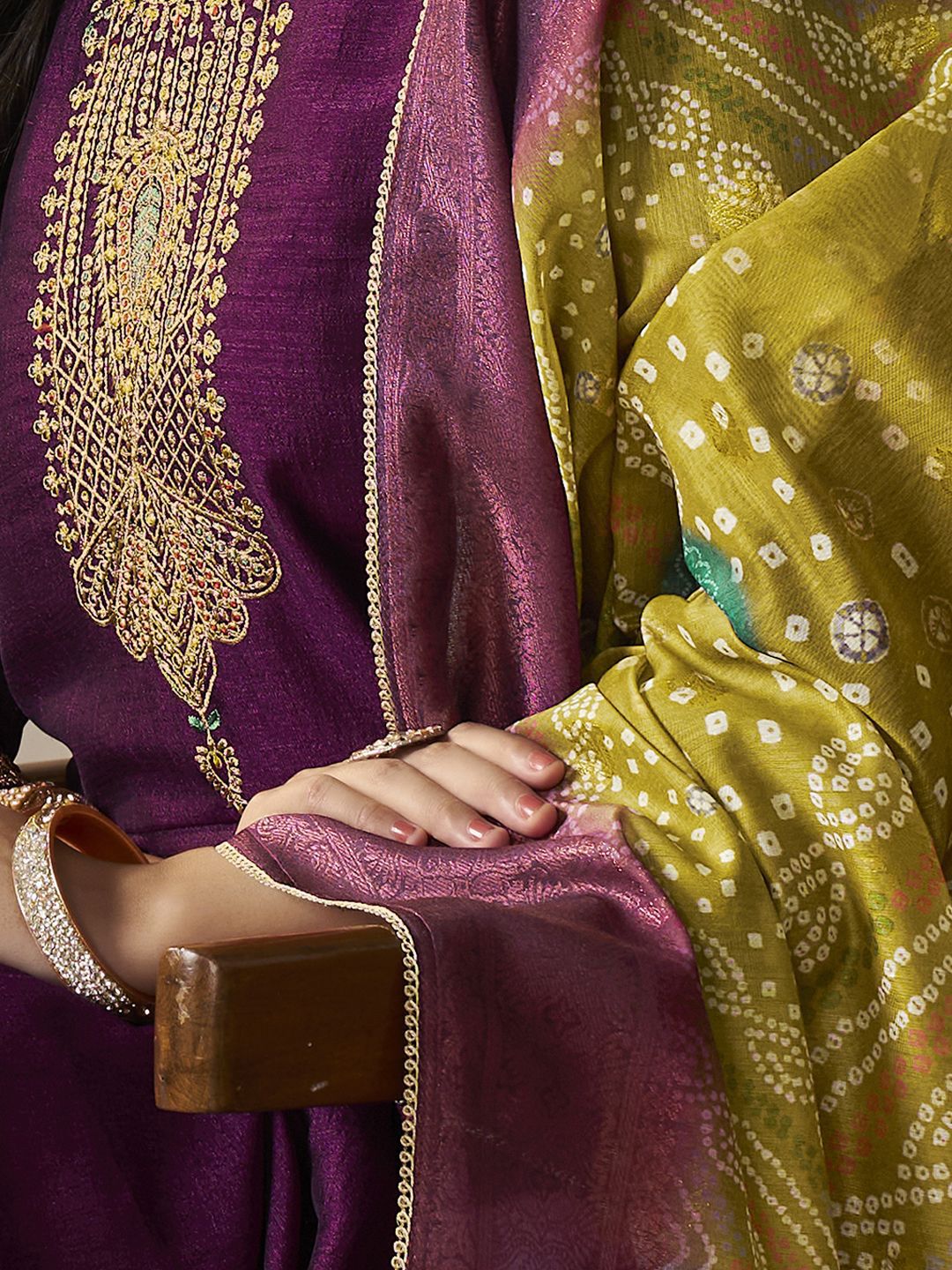 Label khoj Beautiful Anarkali kurta With Pant and Dupatta Set wine Color