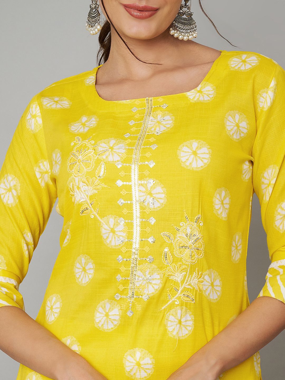 Label Khoj Women Cotton slub kurta, trouser and dupptta set
