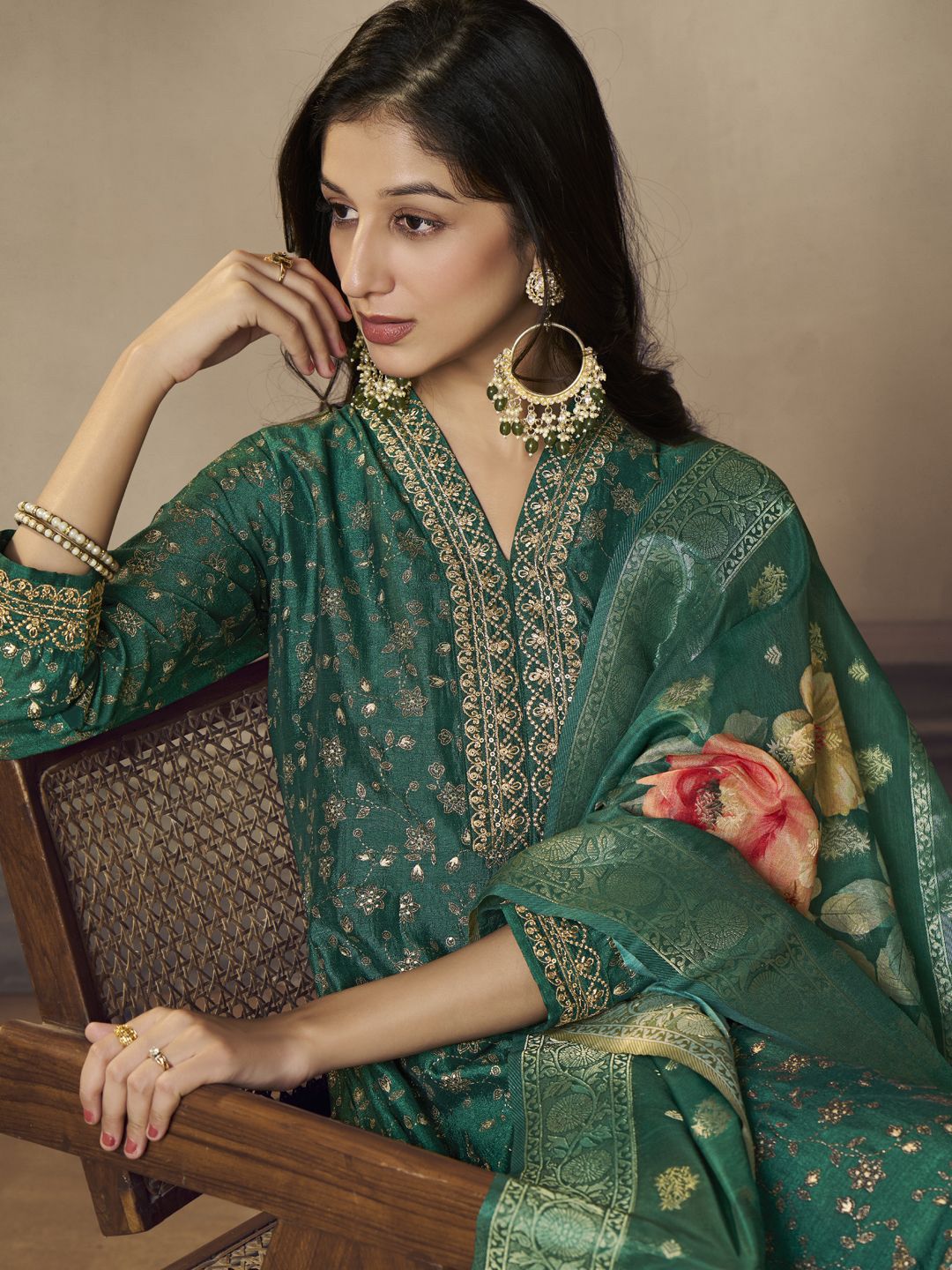 Label khoj Beautiful Anarkali kurta With Pant and Dupatta Set