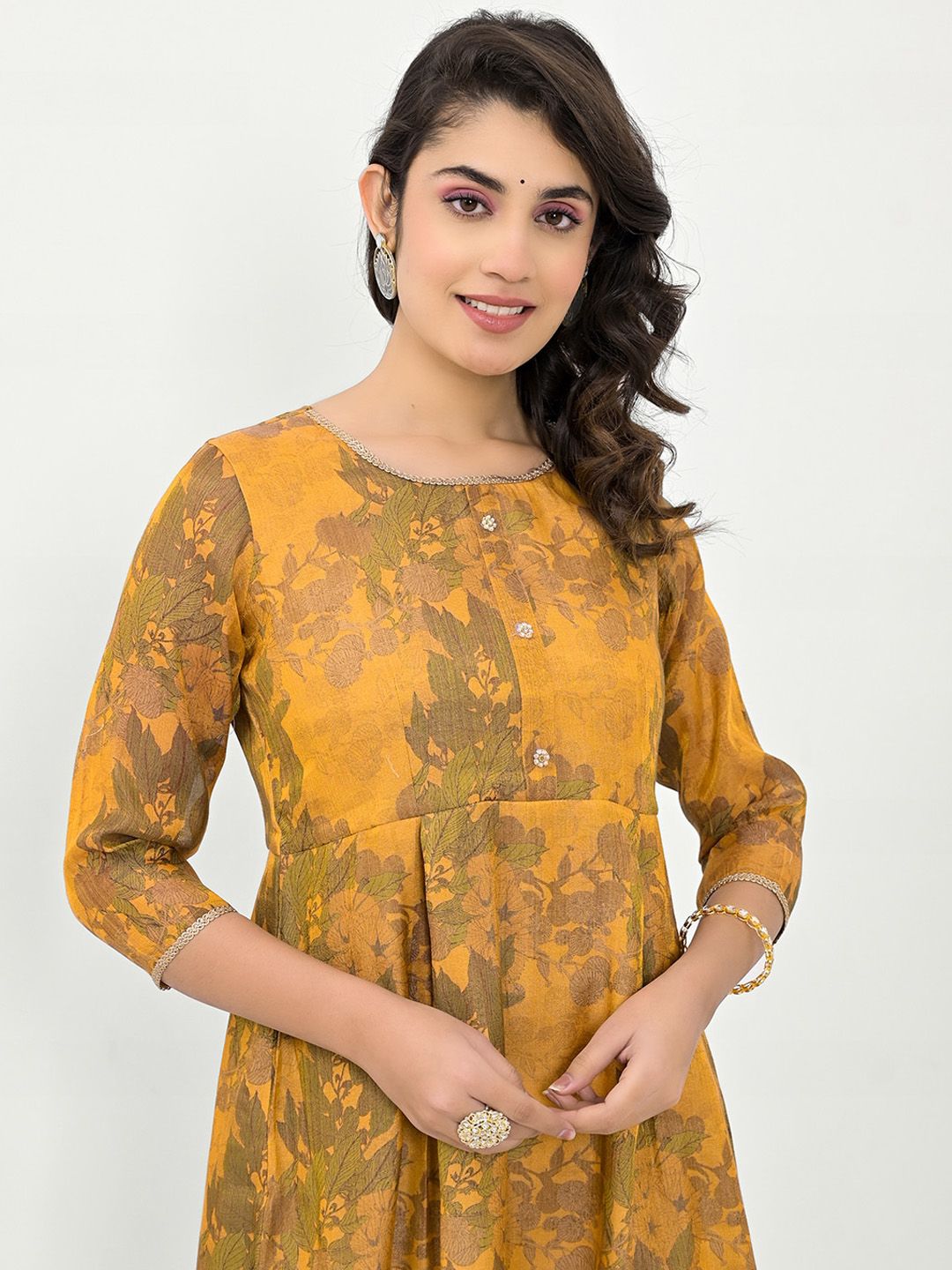 Label Khoj Women Silk Blend Printed Ethnic Dress