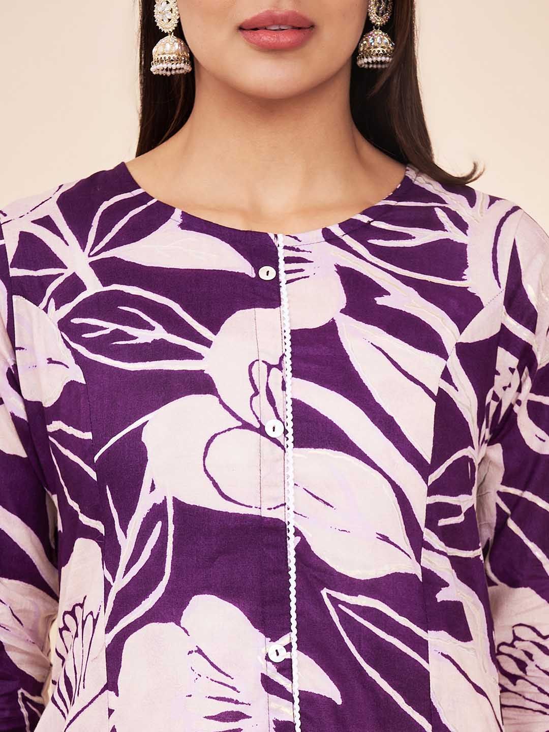 Label Khoj Women Cotton Yellow Floral Kurta