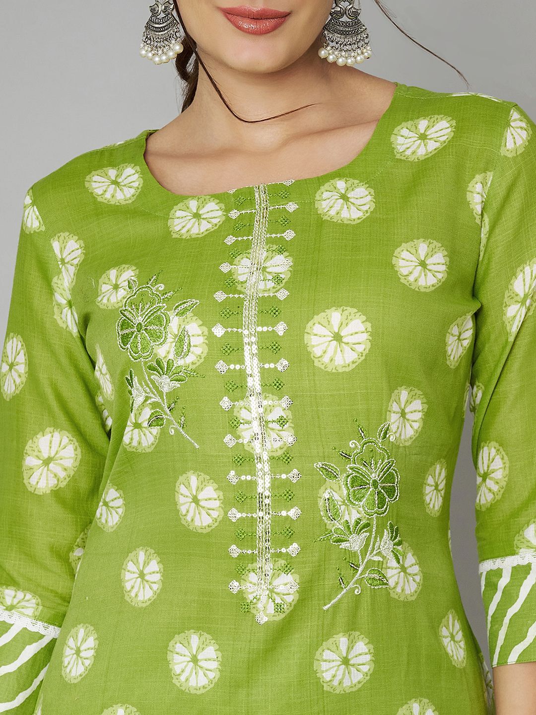 Label Khoj Women Cotton slub kurta, trouser and dupptta set