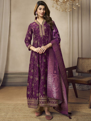 Label khoj Beautiful Anarkali kurta With Pant and Dupatta Set