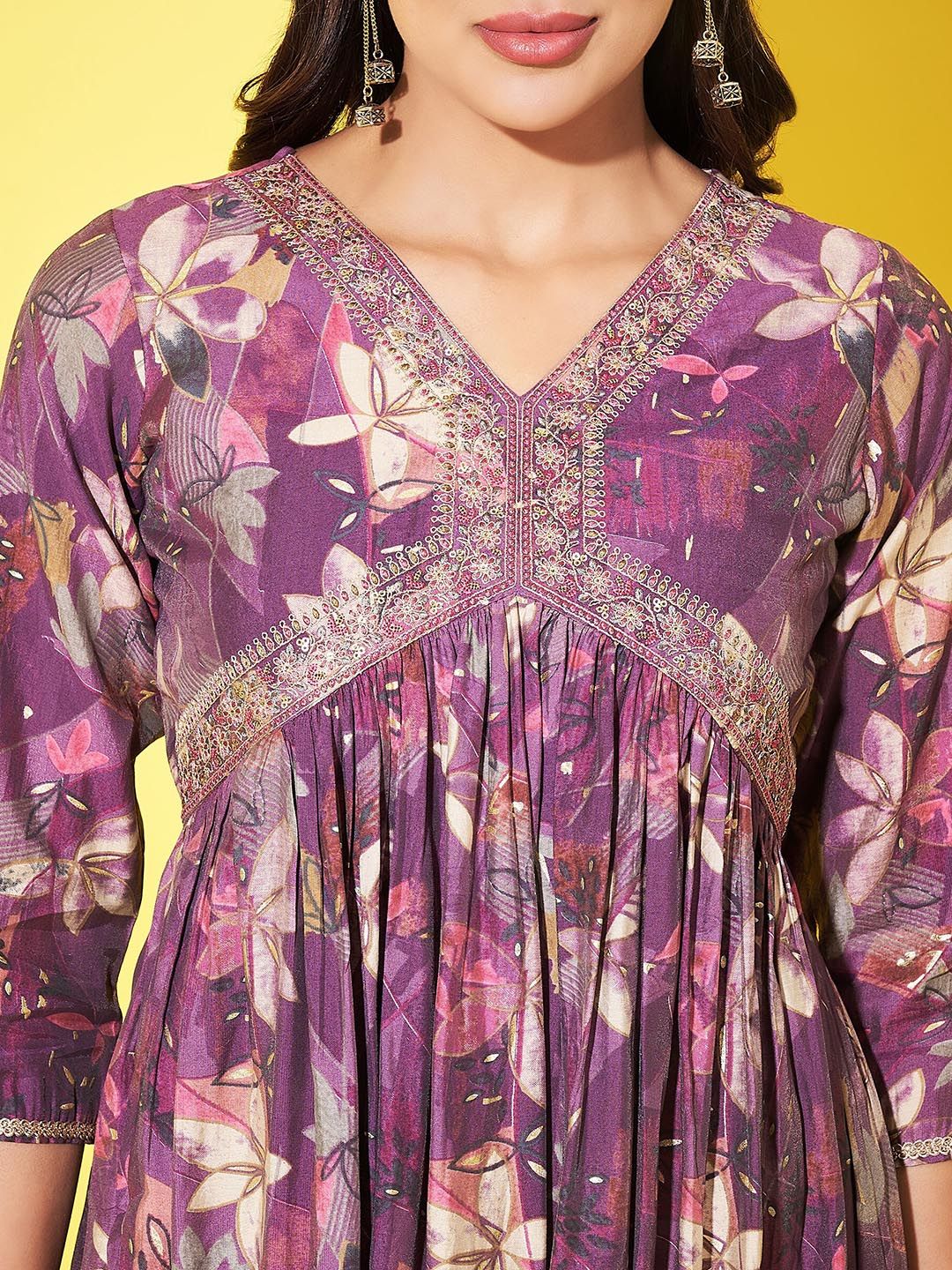 Label Khoj Women Silk Blend Alia Cut Kurta Dress