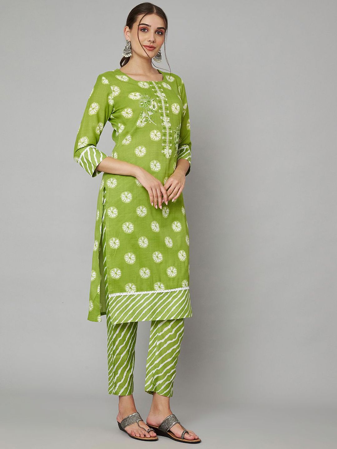 Label Khoj Women Cotton slub kurta, trouser and dupptta set