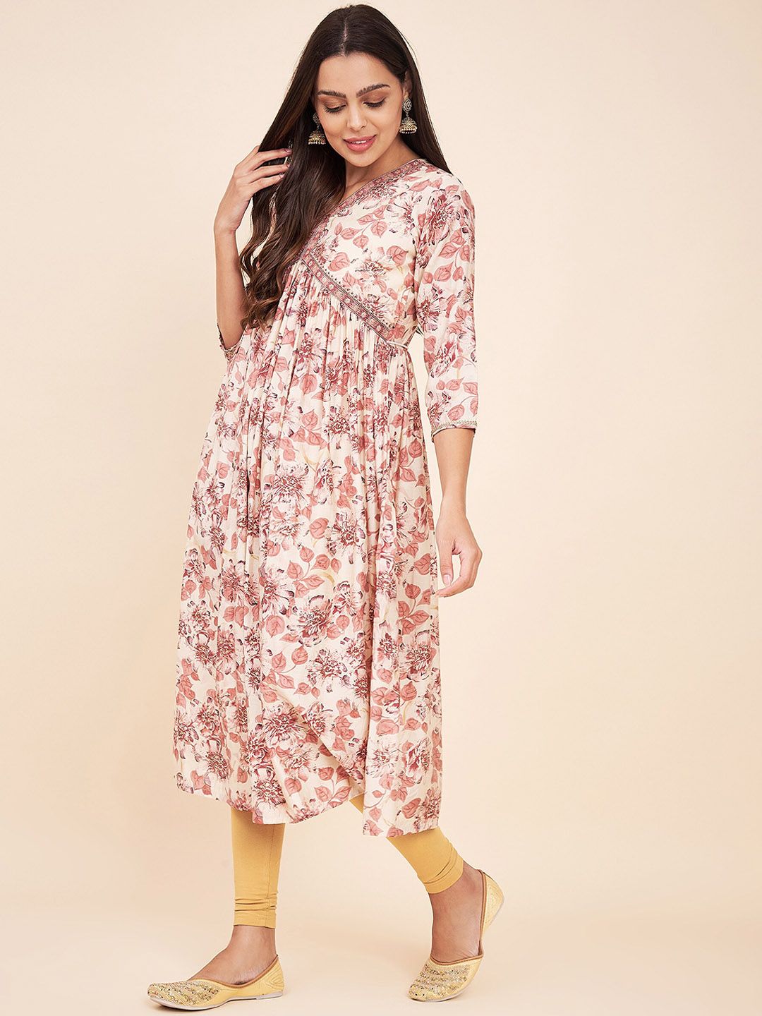 Label Khoj Women Silk Blend Alia Cut Kurta Dress