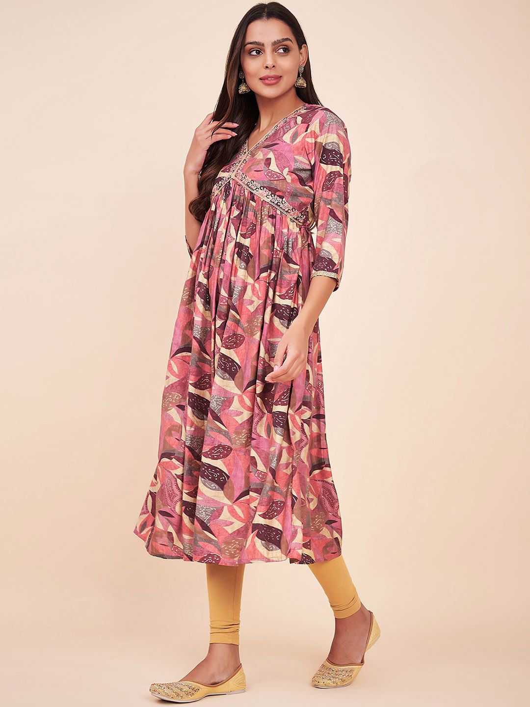 Label Khoj Women Silk Blend Alia Cut Kurta Dress