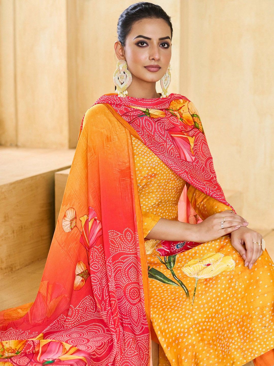 Label khoj Pure viscose Maslin with hand work kurta set