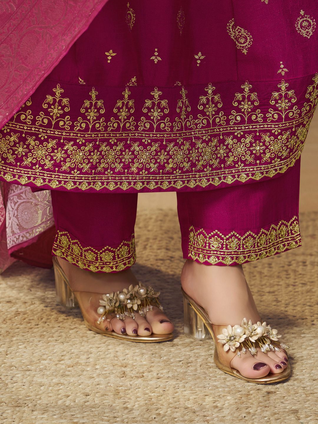 Label khoj Beautiful Anarkali kurta With Pant and Dupatta Set