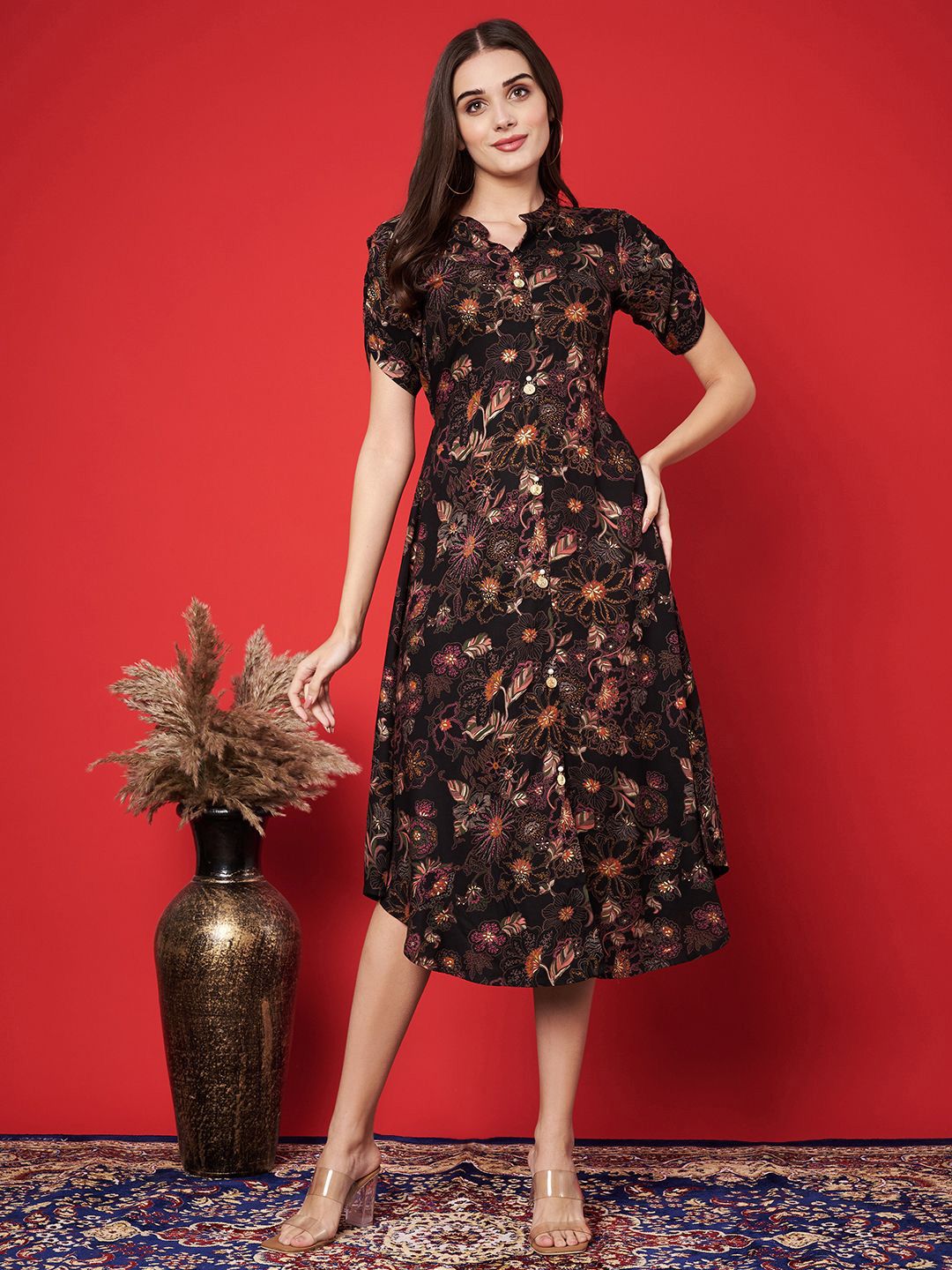 Label khoj  women printed Middy - A line dress