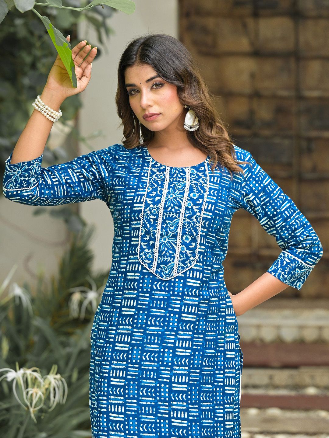 Label Khoj Women  Cotton  Lace Blue Color Kurta For Women