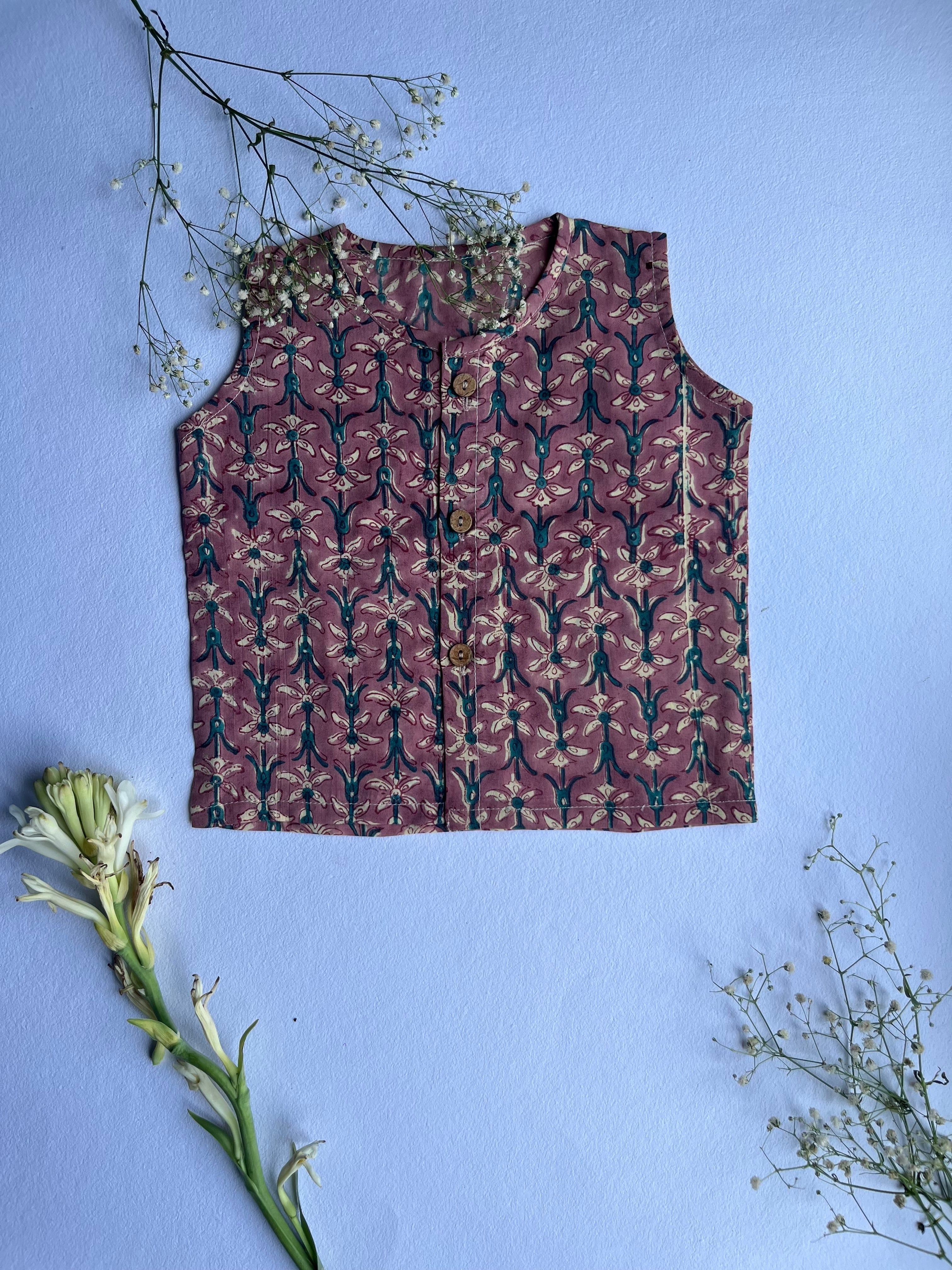 Shuddhi  Mauve and Green Jhabla set