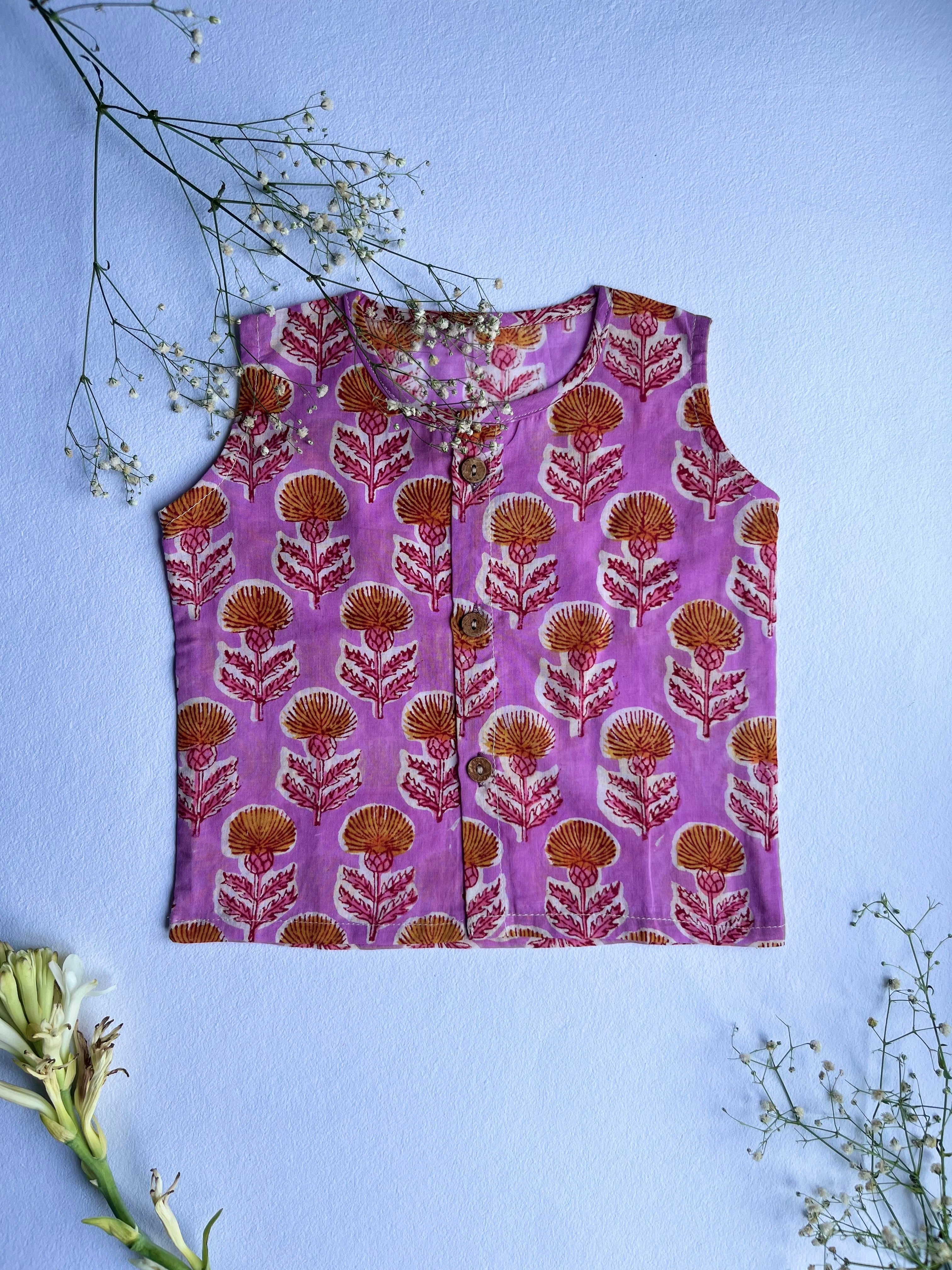 Shuddhi  Lavender and yellow Jhabla set