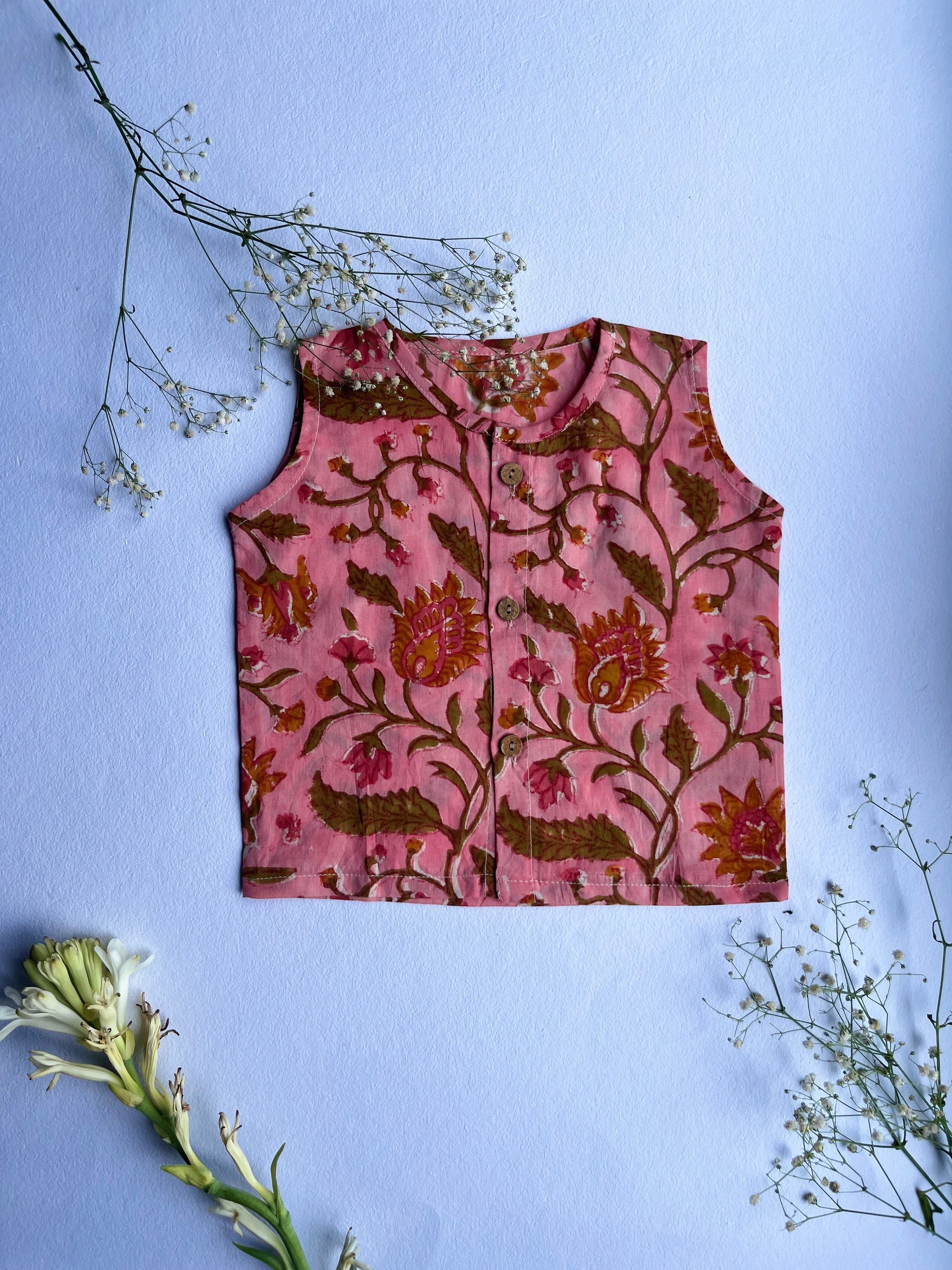 Shuddhi Peach and Pink Jhabla set