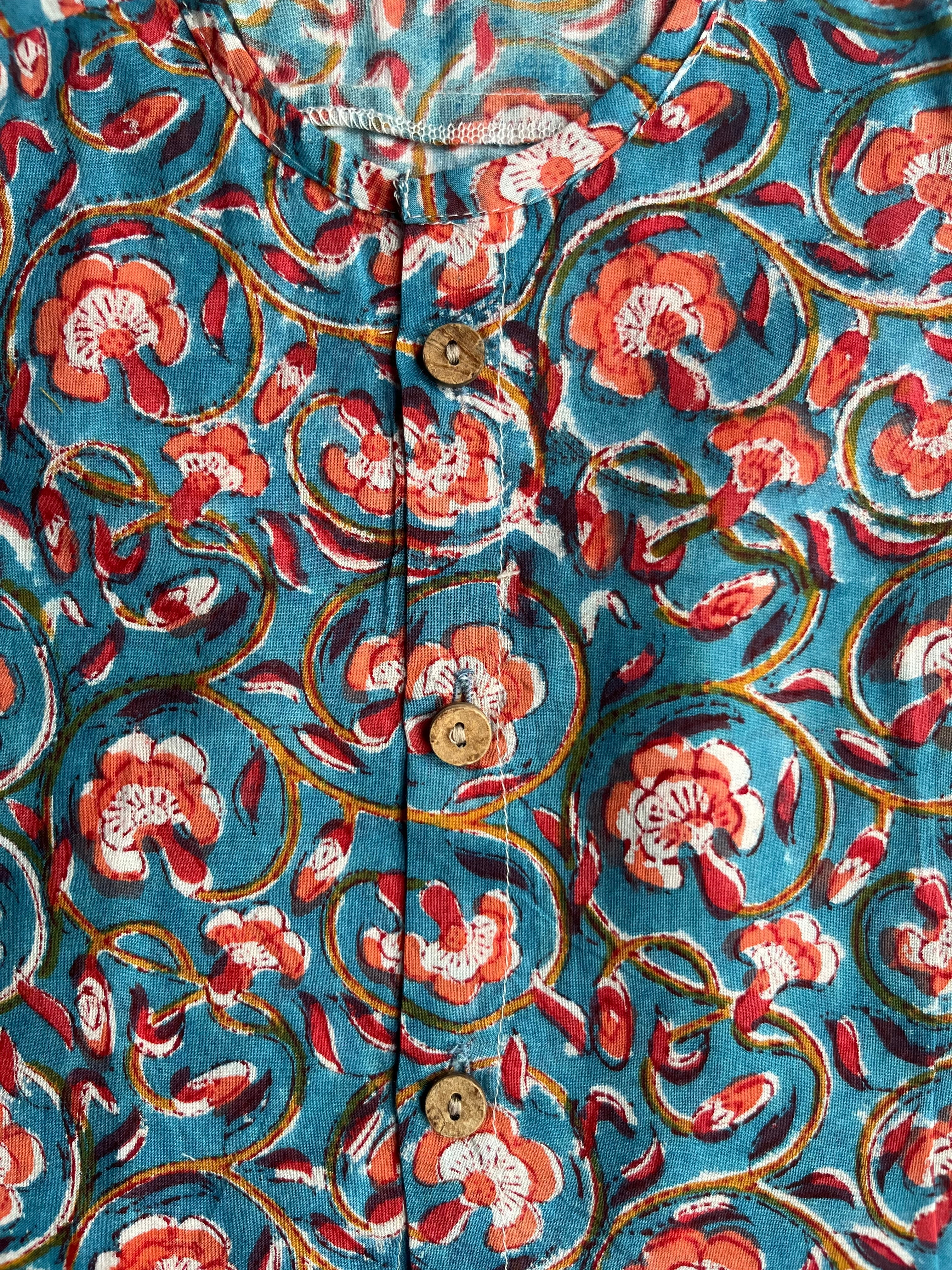 Shuddhi Blue and Peach Jhabla set