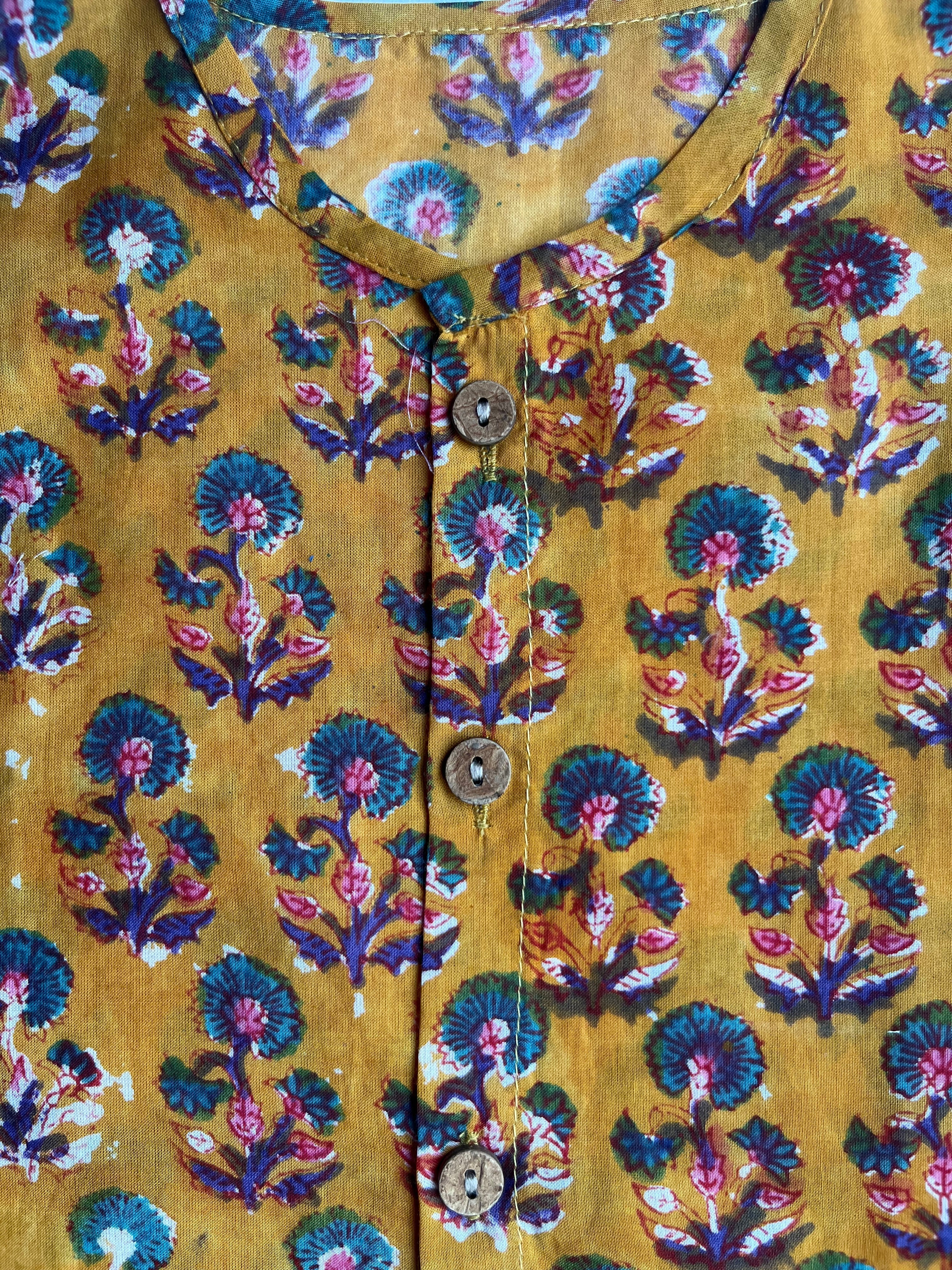 Shuddhi Mustard and Teal Jhabla set