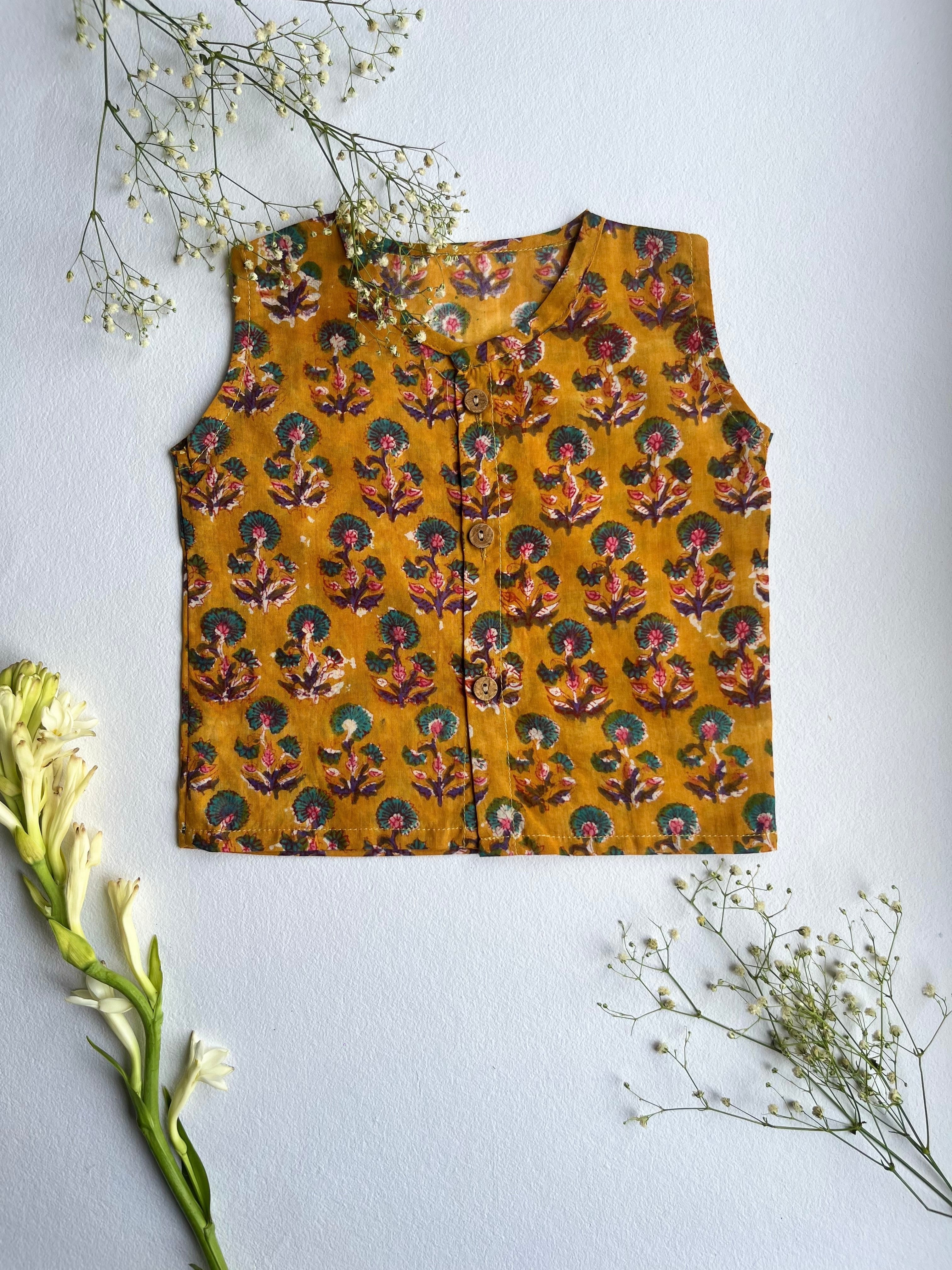 Shuddhi Mustard and Teal Jhabla set