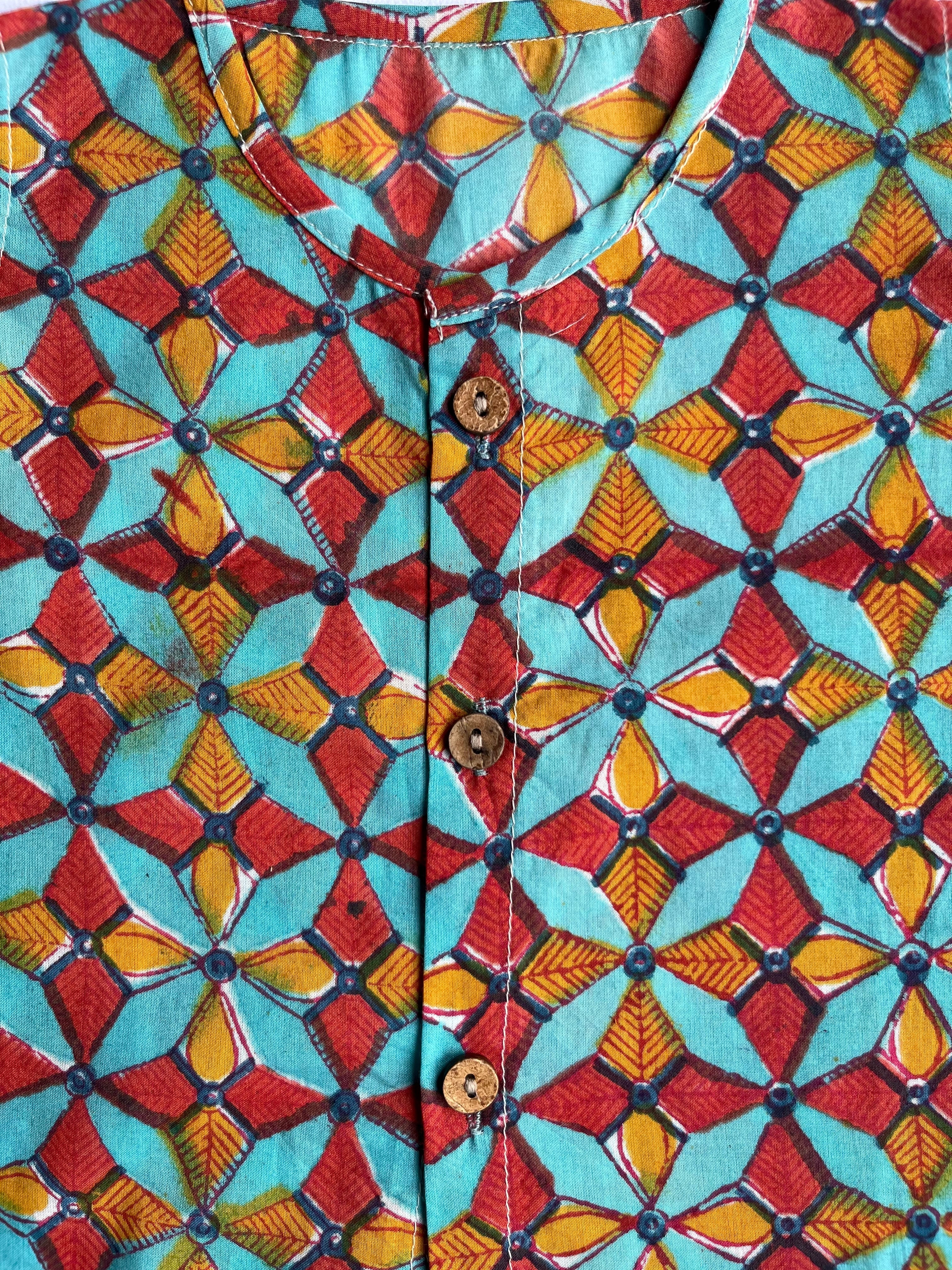 Shuddhi Sea green and Yellow Jhabla set
