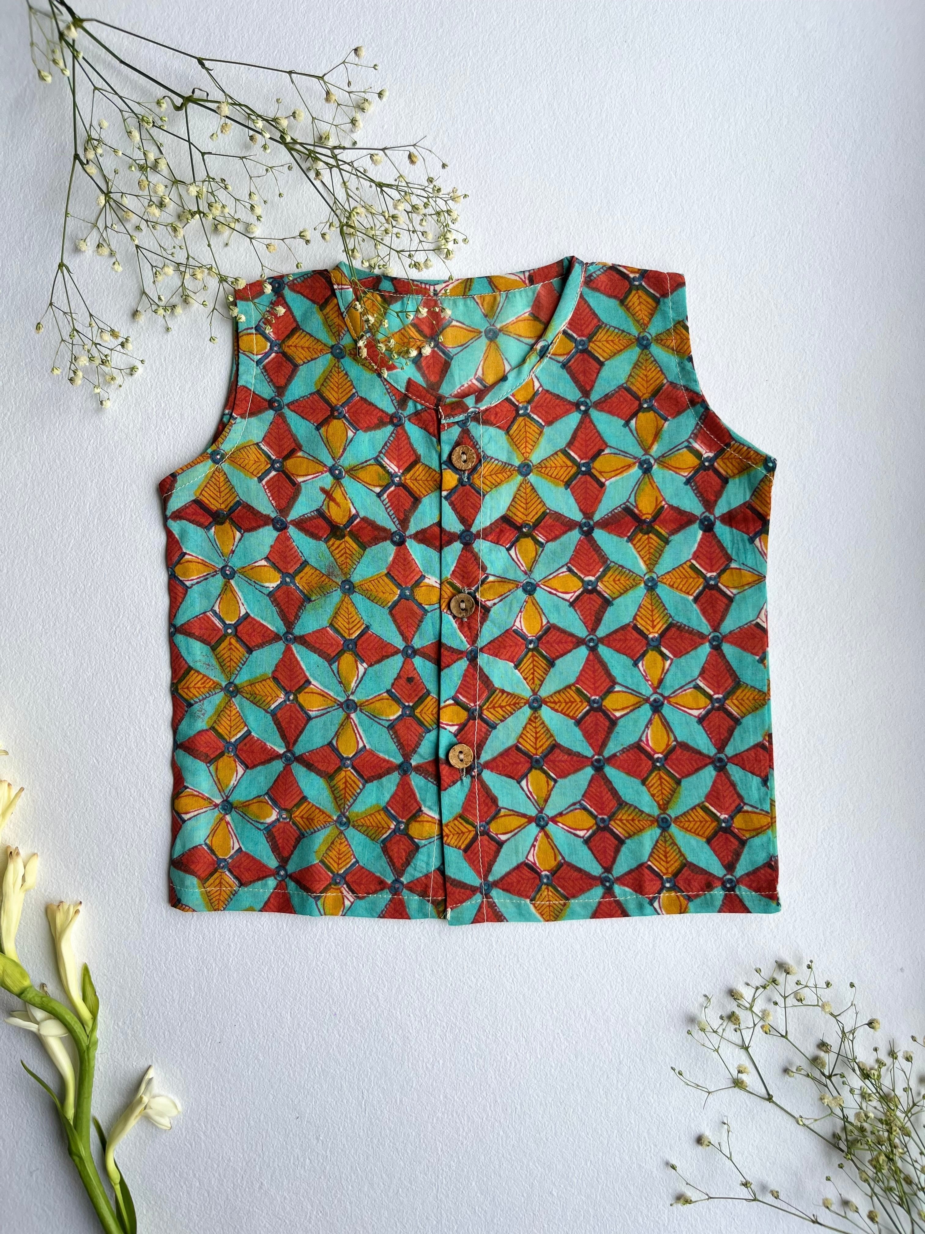 Shuddhi Sea green and Yellow Jhabla set